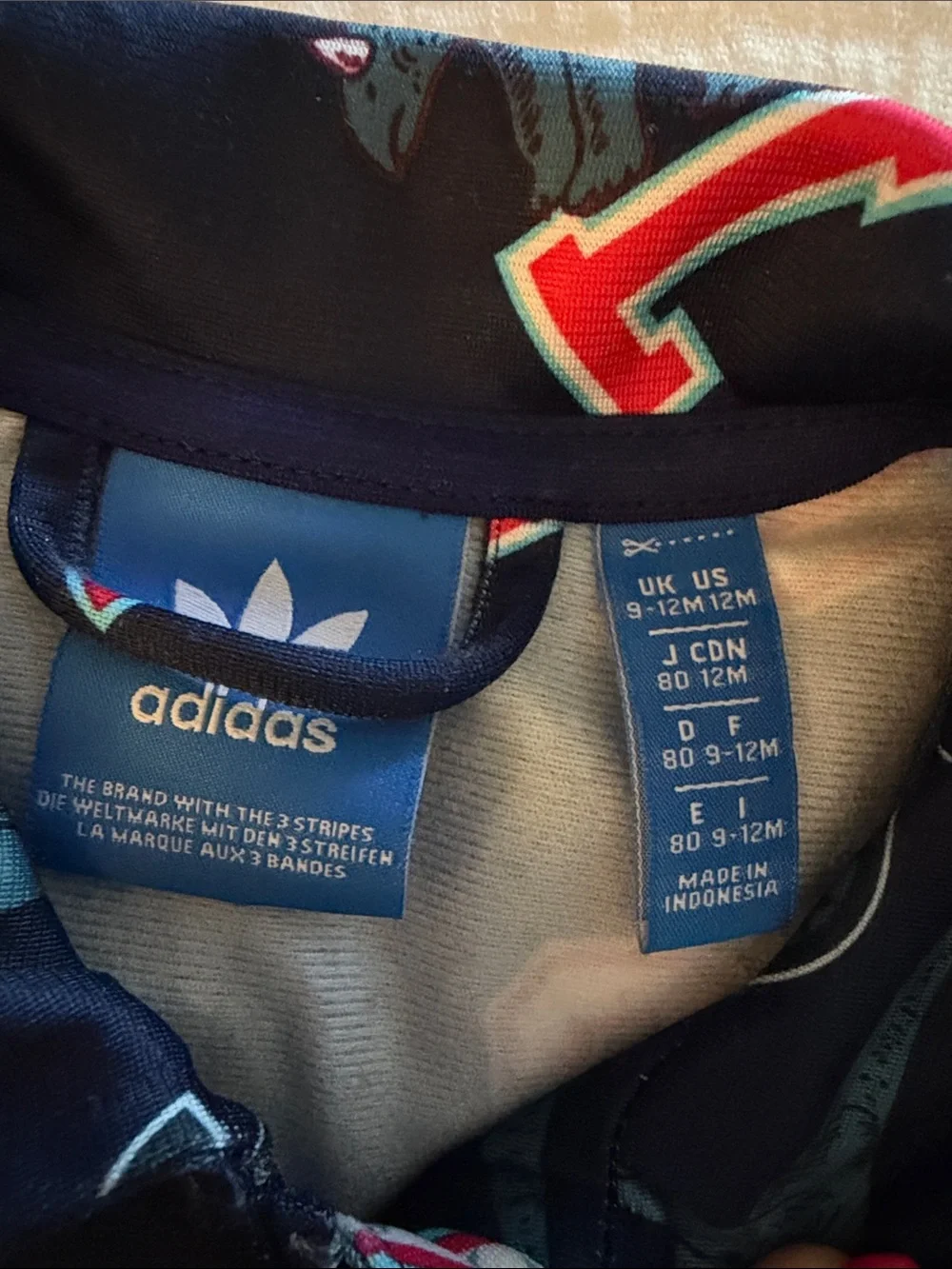 ADIDAS Track Jacket with Dinosaurs Jurassic Park- EUC- Girls/Boys 12Months